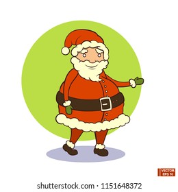 Vector image. Christmas icon with a Santa Claus. Cartoon character is a Santa.