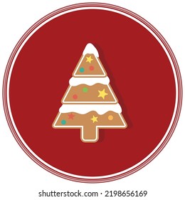 vector image. Christmas icons with red background and shadow inside the circle.