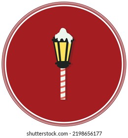 vector image. Christmas icons with red background and shadow inside the circle.