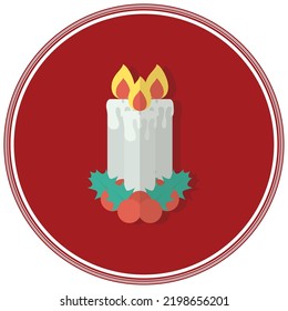 vector image. Christmas icons with red background and shadow inside the circle.