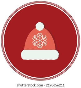 vector image. Christmas icons with red background and shadow inside the circle.