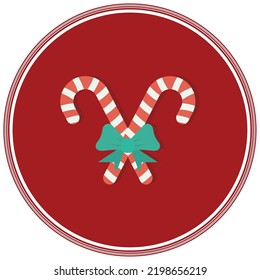 vector image. Christmas icons with red background and shadow inside the circle.