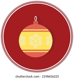 vector image. Christmas icons with red background and shadow inside the circle.
