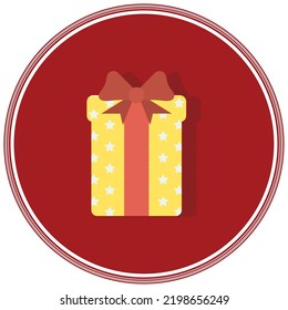 vector image. Christmas icons with red background and shadow inside the circle.