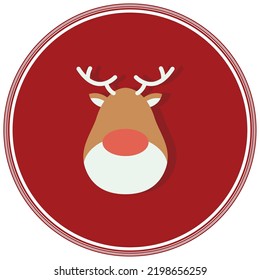 vector image. Christmas icons with red background and shadow inside the circle.