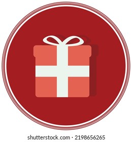 vector image. Christmas icons with red background and shadow inside the circle.