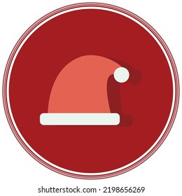 Vektorbild. Weihnachtssymbole mit rotem Hintergrund und Schatten im Kreis.