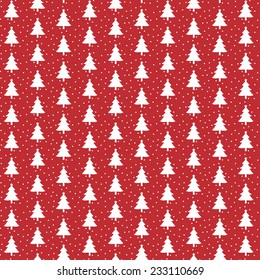 A Vector Image Is For Christmas Pattern And Background. Christmas Card, Wrapping Paper, Wall Paper. Red Christmas Tree. 