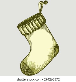 Vector image of Christmas stockings hanging on a nail