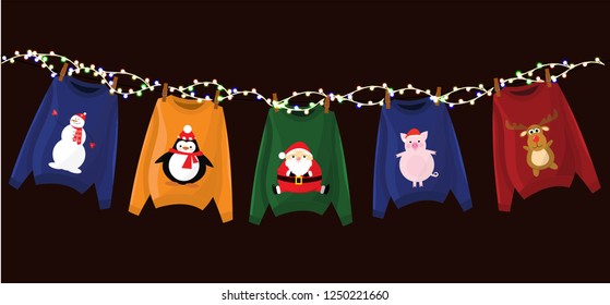 vector image of Christmas sweaters