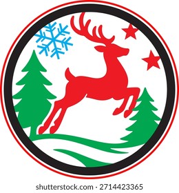 vector image of christmas themed deer