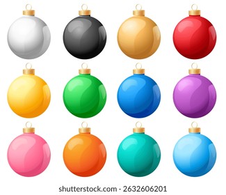 Vector image of Christmas tree Christmas balls on the tree. Concept of new year, celebration, winter and holiday. Element for your design