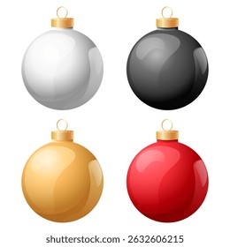 Vector image of Christmas tree Christmas balls on the tree. Concept of new year, celebration, winter and holiday. Element for your design