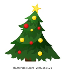 Vector Imagen de un árbol de Navidad. Concepto de celebración del Año Nuevo. Elemento para su diseño de tarjetas, saludos, etc.