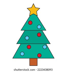 árbol de navidad de imagen vectorial con fondo blanco