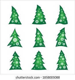 Vector image of Christmas trees as icons