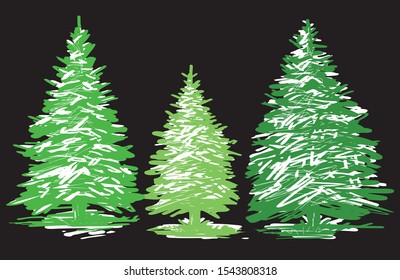 Vector image of christmas trees sketches