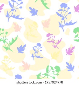 Vector image of a chrysanthemum with leaves on a background of spots