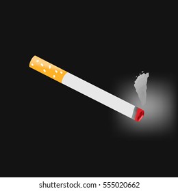 Vector image of a cigarette on black background.