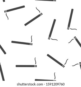 Vector image cigarettes with smoke icon seamless pattern on a white background.