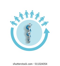 Vector Image Of A Circle Of People With The Medical Symbol Rod Of Asclepius