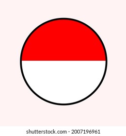 Vector image of circle shaped Indonesian flag.