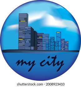Vector image of an city in a circle
