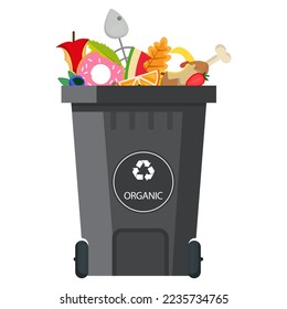 Vector image of a city garbage can. Waste management. The concept of recycling, garbage collection and separate garbage collection.