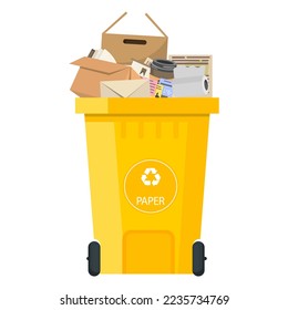 Vector image of a city garbage can. Waste management. The concept of recycling, garbage collection and separate garbage collection.