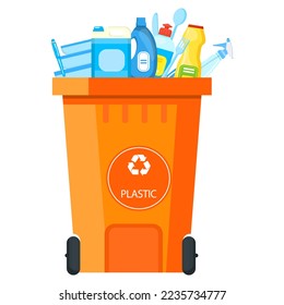 Vector image of a city garbage can. Waste management. The concept of recycling, garbage collection and separate garbage collection.