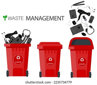 Vector image of a city garbage can. Waste management. The concept of recycling, garbage collection and separate garbage collection.