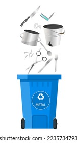 Vector image of a city garbage can. Waste management. The concept of recycling, garbage collection and separate garbage collection.