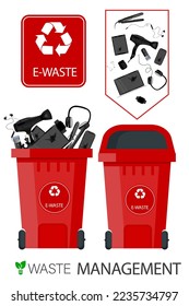 Vector image of a city garbage can. Waste management. The concept of recycling, garbage collection and separate garbage collection.