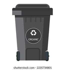 Vector image of a city garbage can. Waste management. The concept of recycling, garbage collection and separate garbage collection.