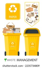 Vector image of a city garbage can. Waste management. The concept of recycling, garbage collection and separate garbage collection.