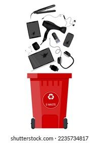 Vector image of a city garbage can. Waste management. The concept of recycling, garbage collection and separate garbage collection.