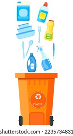 Vector image of a city garbage can. Waste management. The concept of recycling, garbage collection and separate garbage collection.