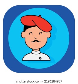 vector image, city icons with blue background