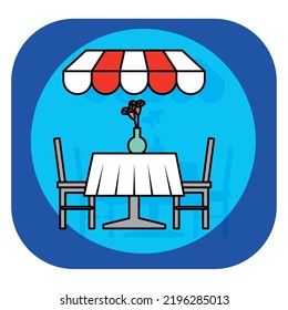 vector image, city icons with blue background