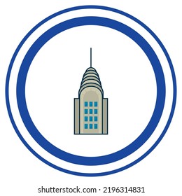 vector image, city icons with white background and blue border