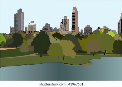 The vector image of city park. svg