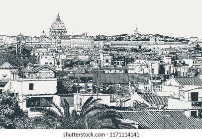 Vector image of the city of Rome, the capital of Italy