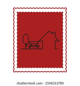 imagen vectorial, iconos de marca de ciudad con fondo rojo.