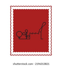 vector image, city stamp icons with red background.