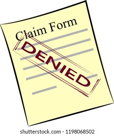 Vector image of claim form  with denied stamp