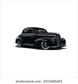 Vektorbild des klassischen schwarzen Autos, weißer Hintergrund