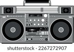 Vector image of a classic Boombox or Ghetto Blaster  in black and white