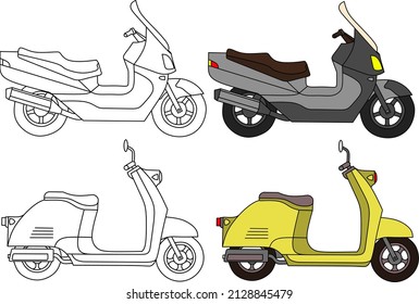 vector image of classic and modern motor scooter.
