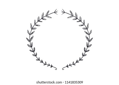 Vector image, clipart. Boho floral frame, wreath, text template. Decor element for your design.
