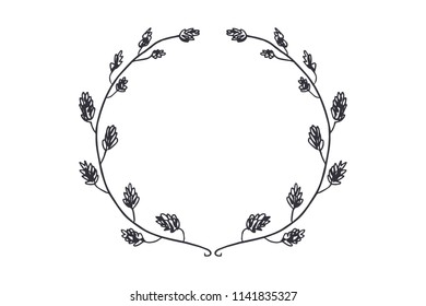 Vector image, clipart. Boho floral frame, wreath, text template. Decor element for your design.